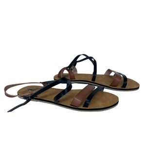 Corkys Women's Sandals Flat Ankle Buckle Strappy Brown Black Size 9